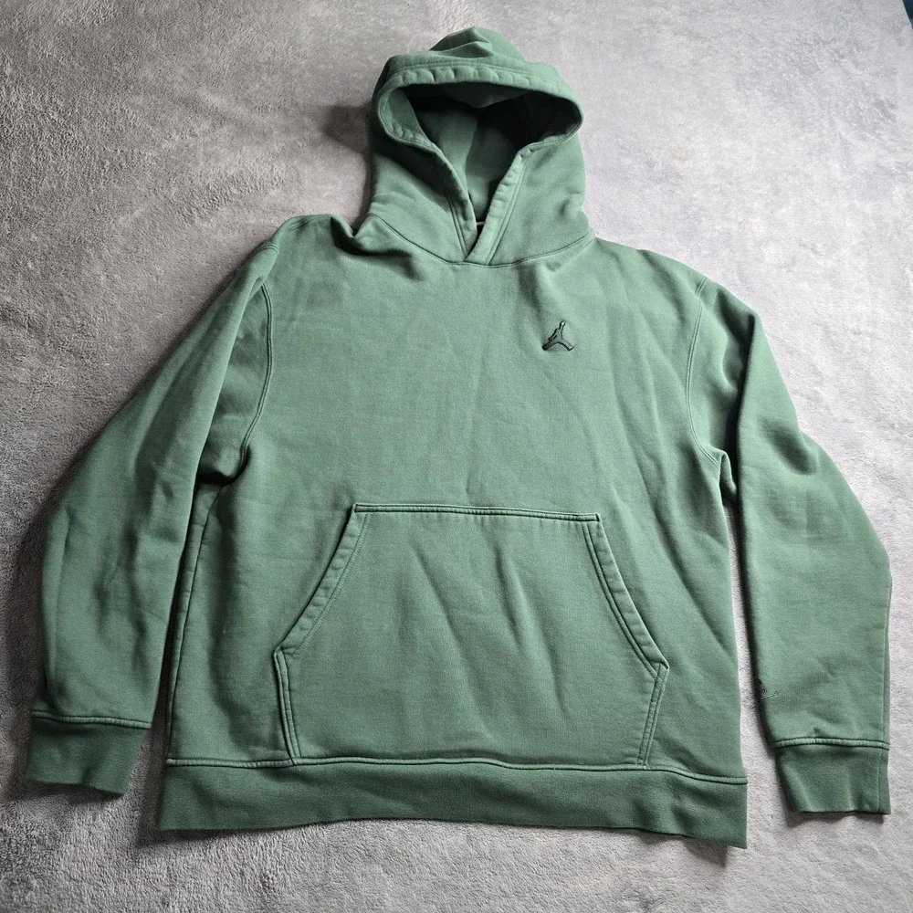 Nike Jordan Essentials Fleece Pullover Hoodie Mens XL Green L/S DA9818-333